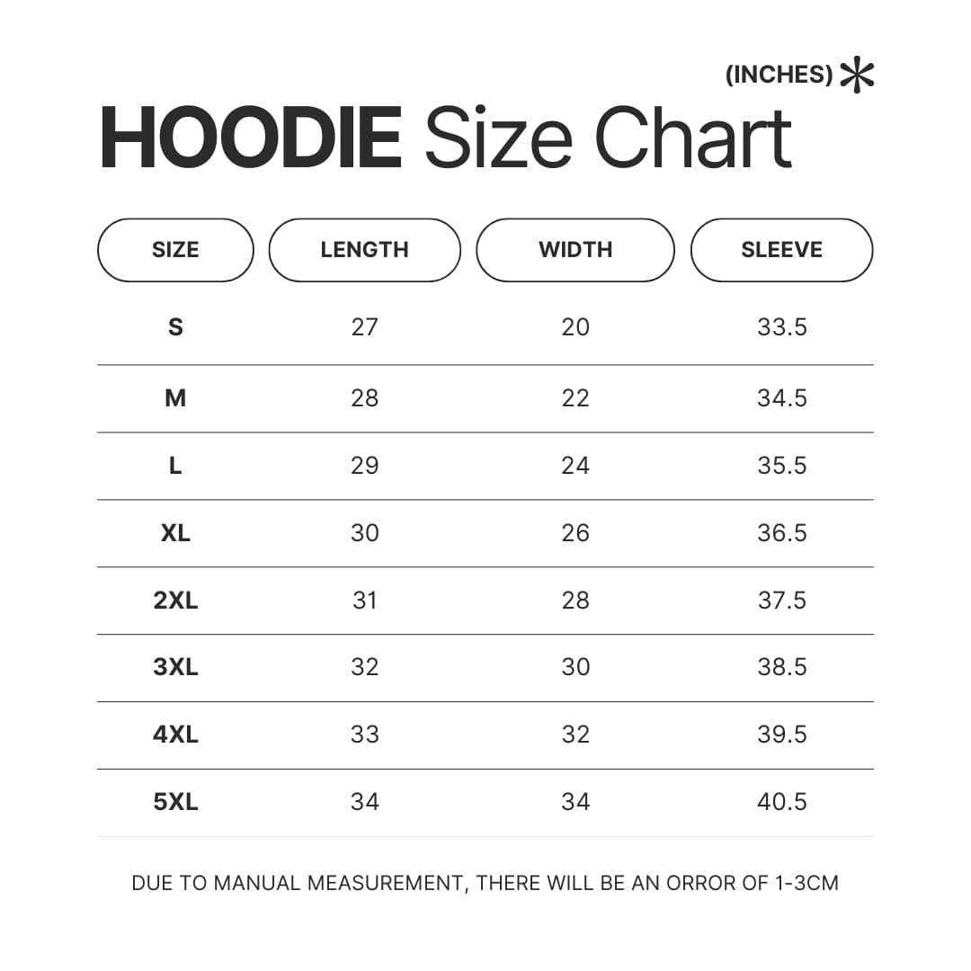 Hoodie Size Chart - Twisted-Wonderland Shop