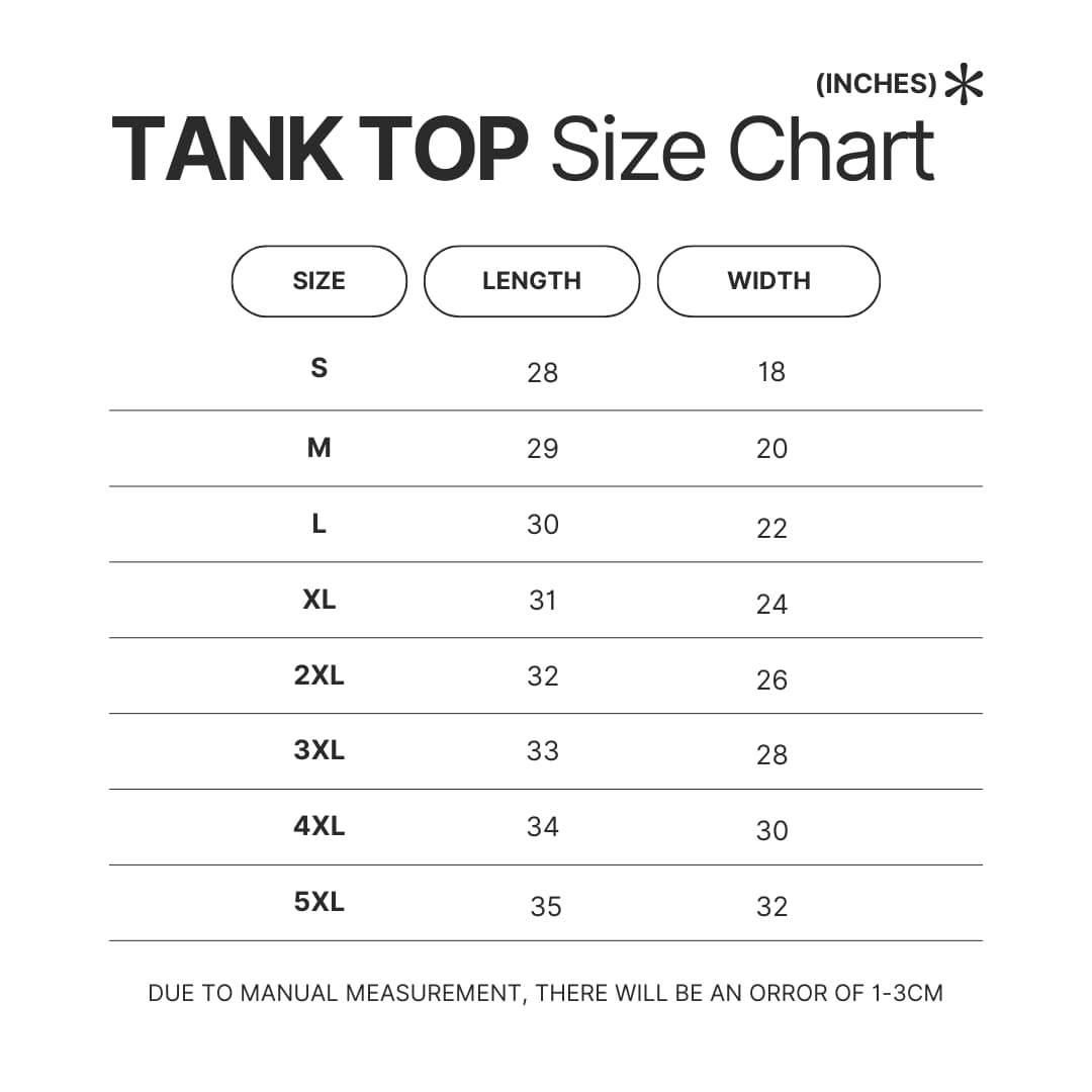 Tank Top Size Chart - Twisted-Wonderland Shop